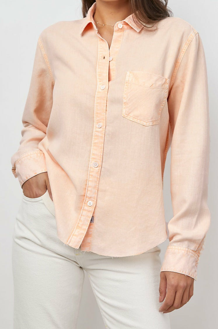 INGRID RAW HEM SHIRT - PEACH ACID WASH| Rails near me