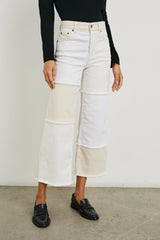 GETTY CROP WIDE LEG - ECRU PATCHWORK| Rails on sale