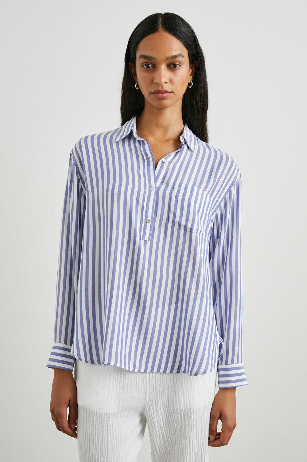 ELLE SHIRT - BLUE WHITE STRIPE| Rails US