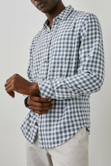 WYATT SHIRT - NAVY GINGHAM MELANGE| Rails discount