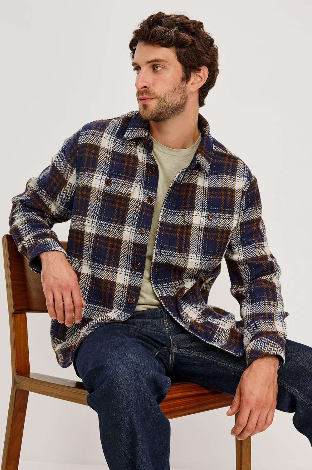 BERKSHIRE SHIRT JACKET - NAVY UMBER CREAM| Rails outlet