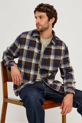 BERKSHIRE SHIRT JACKET - NAVY UMBER CREAM| Rails outlet
