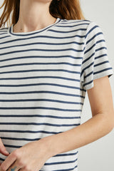 CLASSIC CREW NECK T-SHIRT - IVORY NAVY STRIPE| Rails discount