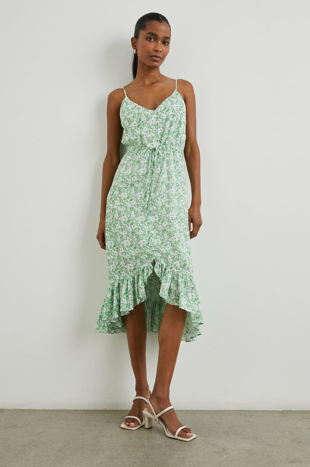 FRIDA DRESS - GREEN TEXTURE FLORAL| Rails discount
