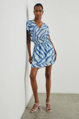 KARLA DRESS - BLUE WATERCOLOR STRIPES| Rails online