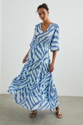 CATERINE DRESS - BLUE WATERCOLOR STRIPES| Rails US