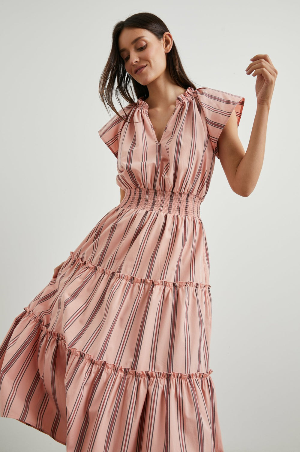 AMELLIA DRESS - CORAL NAVY STRIPE| Rails sale