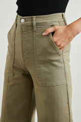 GETTY CROP UTILITY WIDE LEG - WASHED OLIVE| Rails outlet