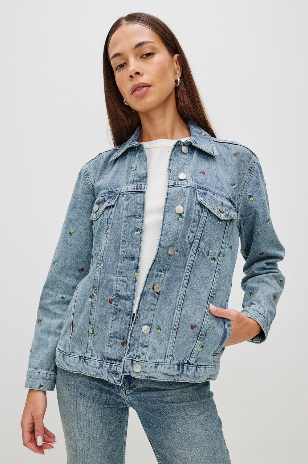 GROVE BOYFRIEND TRUCKER JACKET - FLOWER FIELD| Rails sale