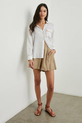 CHARLI SHIRT - WHITE BLANKET STITCH| Rails US
