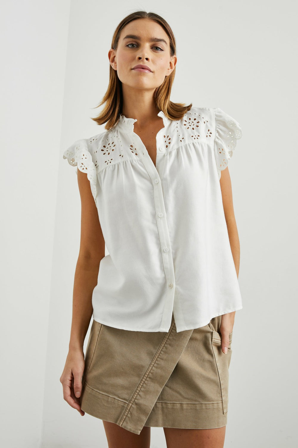MARLENE TOP - WHITE DENIM| Rails outlet