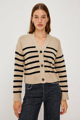 GENEVA CARDIGAN - OATMEAL BLACK STRIPE| Rails online