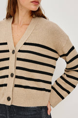 GENEVA CARDIGAN - OATMEAL BLACK STRIPE| Rails online