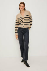 GENEVA CARDIGAN - OATMEAL BLACK STRIPE| Rails online
