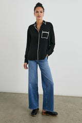 CHARLI SHIRT - BLACK BLANKET STITCH| Rails near me