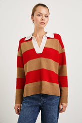 HARRIS SWEATER - CHERRY CAMEL STRIPE| Rails outlet
