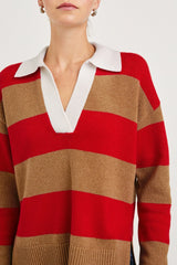 HARRIS SWEATER - CHERRY CAMEL STRIPE| Rails outlet