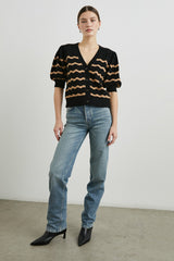 ISLA CARDIGAN - BLACK CAMEL STRIPE| Rails online