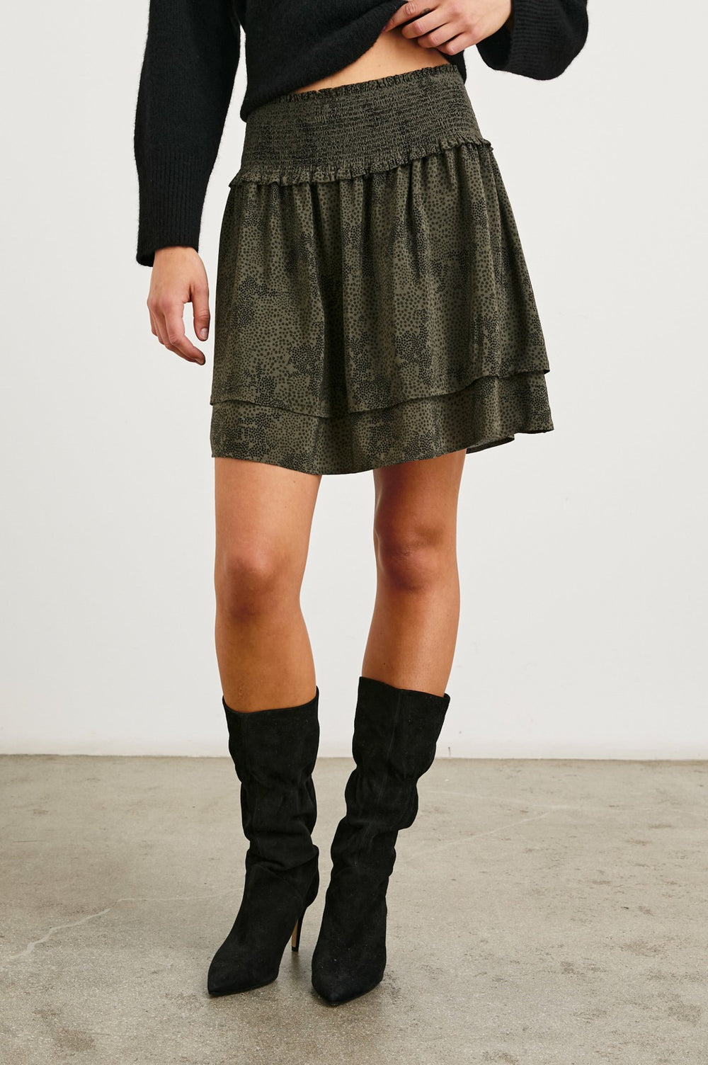 ADDISON SKIRT - OLIVE PEBBLE| Rails outlet