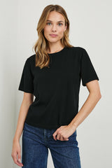 COTTON CASHMERE T-SHIRT - BLACK| Rails outlet