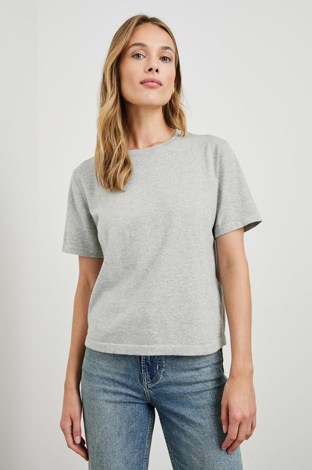 COTTON CASHMERE T-SHIRT - HEATHER GREY| Rails on sale