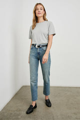 COTTON CASHMERE T-SHIRT - HEATHER GREY| Rails on sale