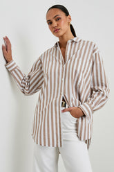 ELSA SHIRT - RUSSET WHITE STRIPE| Rails US