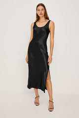 KAILANI DRESS - BLACK SATIN CREPE| Rails outlet