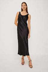 KAILANI DRESS - BLACK SATIN CREPE| Rails outlet