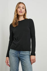 LONG SLEEVE CREW NECK T-SHIRT - BLACK| Rails near me