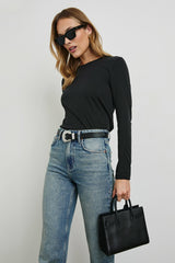 LONG SLEEVE CREW NECK T-SHIRT - BLACK| Rails near me