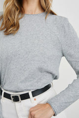 LONG SLEEVE CREW NECK T-SHIRT - HEATHER GREY| Rails for sale