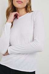 LONG SLEEVE CREW NECK T-SHIRT - WHITE| Rails US