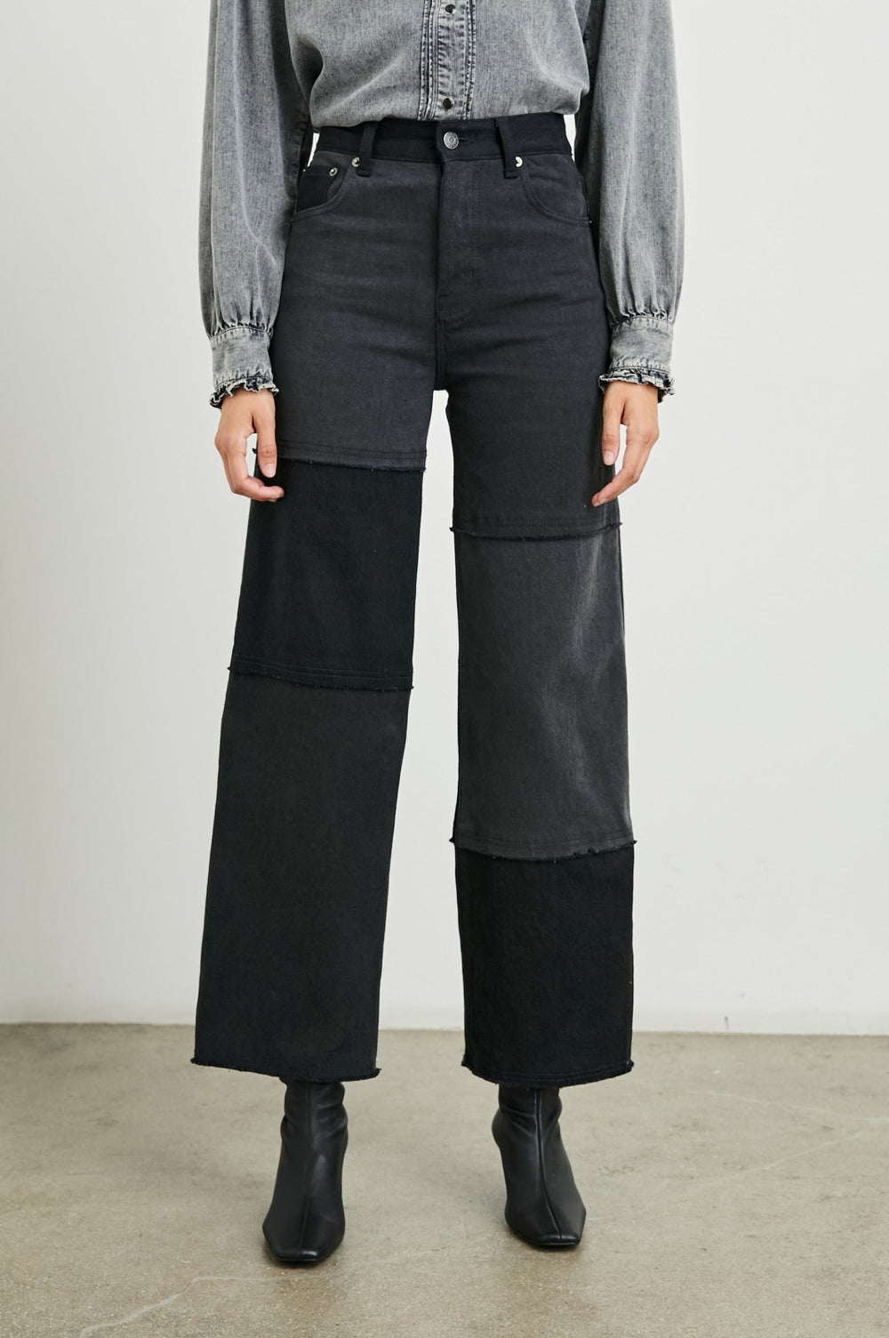 GETTY CROP WIDE LEG - BLACK PATCHWORK| Rails near me