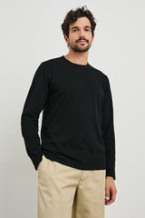 QUENTIN COTTON CASHMERE LONG SLEEVE TEE - BLACK| Rails sale