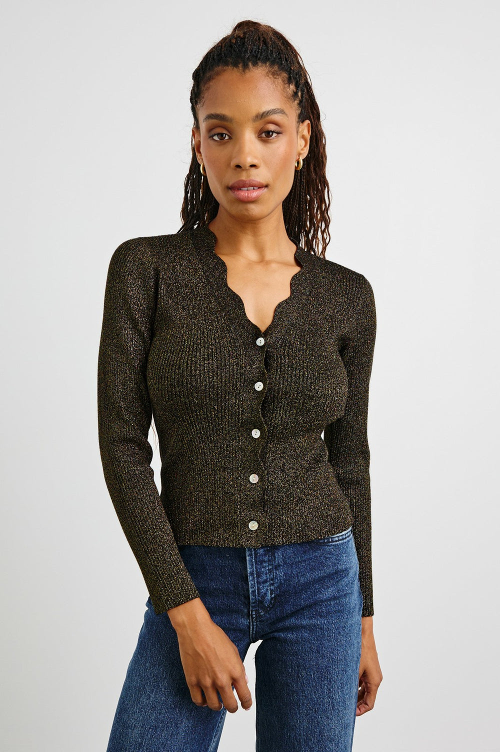 DITA CARDIGAN - GOLD LUREX| Rails sale