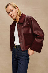 DRIA JACKET - MAROON SHEARLING| Rails sale