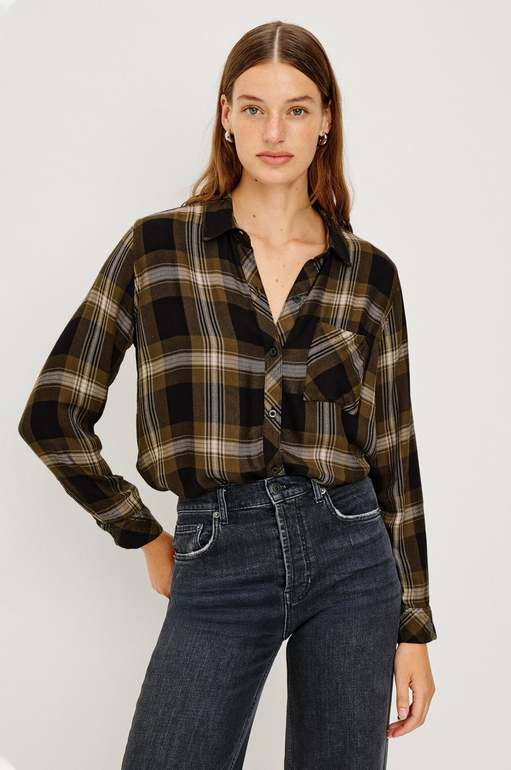 HUNTER SHIRT - BLACK CARMEL LUREX| Rails sale