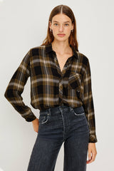 HUNTER SHIRT - BLACK CARMEL LUREX| Rails sale