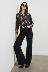 KATE SHIRT - NOIR LEOPARD| Rails online