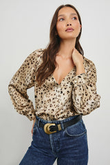 SANDRA TOP - CHAMPAGNE LEOPARD| Rails sale