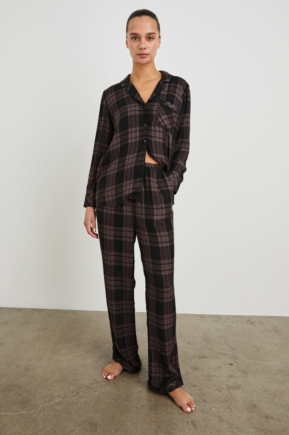 LUNA PAJAMA SET - MAUVE BRONZE METALLIC PITCH| Rails outlet