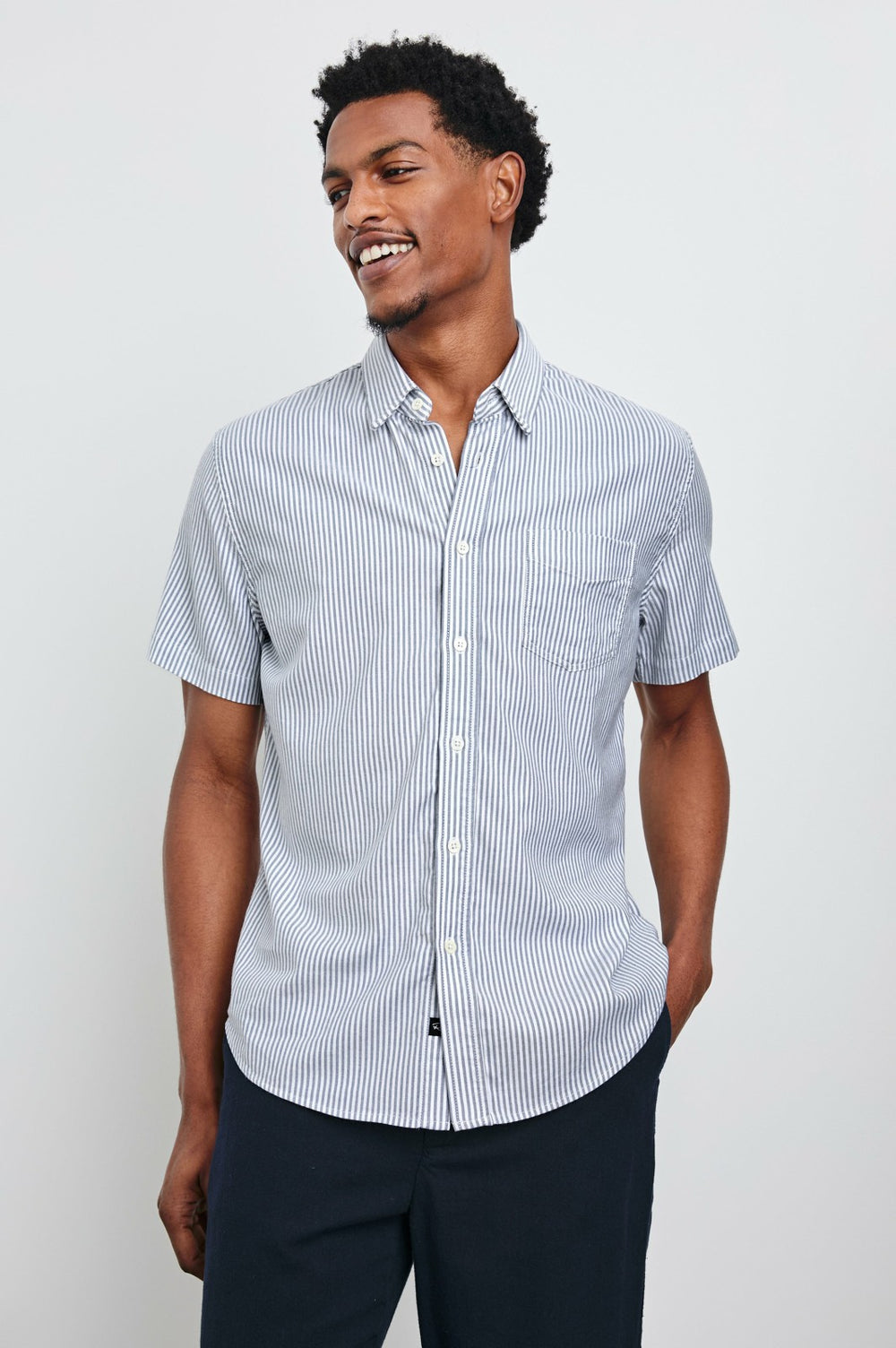 KIEREN SHIRT - BLUE WHITE STRIPE| Rails on sale