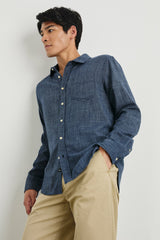 WYATT RELAXED FIT SHIRT - NAVY ETCH| Rails near me