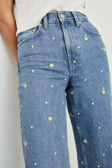 GETTY CROP WIDE LEG - INDIGO FLORAL| Rails outlet