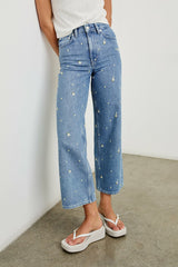 GETTY CROP WIDE LEG - INDIGO FLORAL| Rails outlet