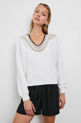 SAVA SWEATSHIRT - IVORY WITH CROCHET| Rails US