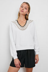 SAVA SWEATSHIRT - IVORY WITH CROCHET| Rails US