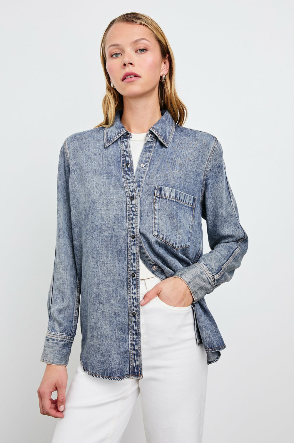 ATTICUS SHIRT - MID BLUE| Rails outlet