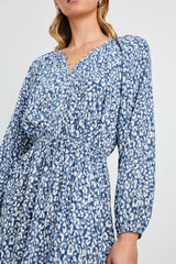 LINNEA DRESS - BLUE MIXED CHEETAH| Rails sale